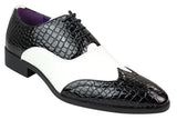Zapatos de hombre de imitación de piel de cocodrilo en blanco y negro