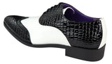 Zapatos de hombre de imitación de piel de cocodrilo en blanco y negro