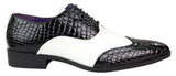 Zapatos de hombre de imitación de piel de cocodrilo en blanco y negro