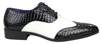 Zapatos de hombre de imitación de piel de cocodrilo en blanco y negro