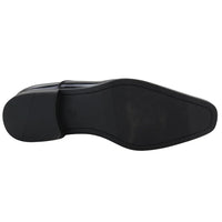 Zapatos Oxford elegantes y formales de charol negro para hombre, con cordones brillantes y punta redonda clásica.