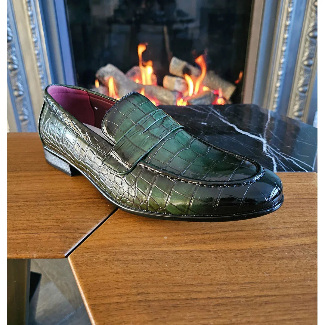 Mocasines verdes formales para hombre