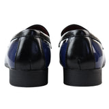 Mocasines azules de charol con borlas para hombre