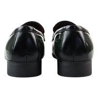 Mocasines verdes de charol con borlas para hombre