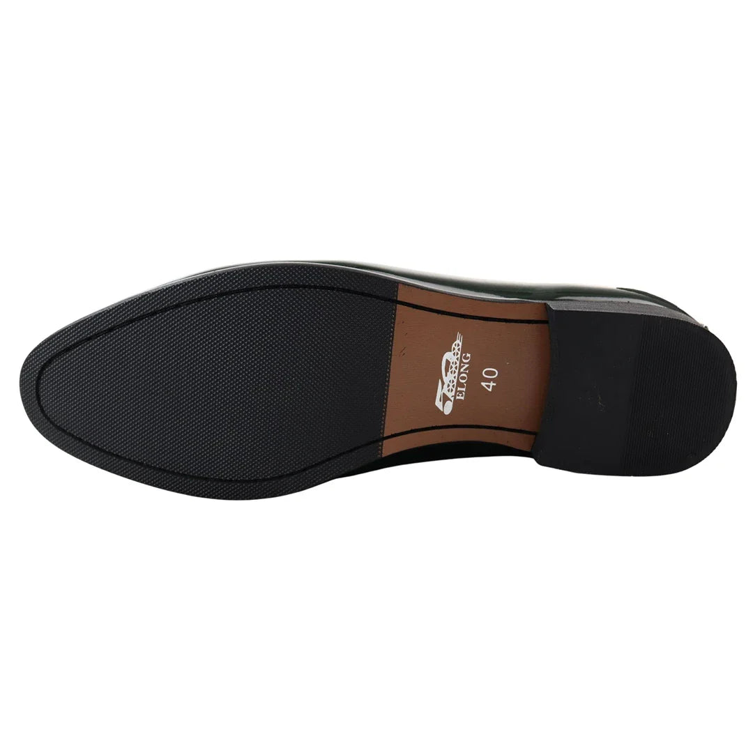 Mocasines verdes de charol con borlas para hombre