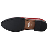 Mocasines rojos de charol con borlas para hombre