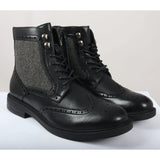 Botines negros de tobillo con cordones estilo brogue para hombre