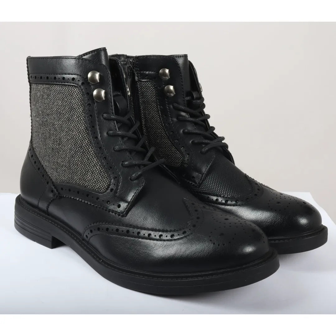 Botines negros de tobillo con cordones estilo brogue para hombre