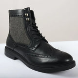 Botines negros de tobillo con cordones estilo brogue para hombre