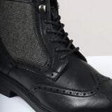 Botines negros de tobillo con cordones estilo brogue para hombre
