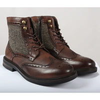 Botines de tobillo marrones con cordones estilo brogue para hombre