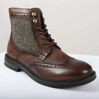 Botines de tobillo marrones con cordones estilo brogue para hombre
