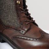 Botines de tobillo marrones con cordones estilo brogue para hombre