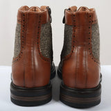 Botines de tobillo para hombre con cordones, estilo brogue, color marrón claro.