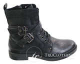 Botines de tobillo para hombre estilo punk rock gótico emo, de cuero marrón y negro con hebilla.
