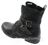 Botines de tobillo para hombre estilo punk rock gótico emo, de cuero marrón y negro con hebilla.
