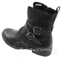 Botines de tobillo para hombre estilo punk rock gótico emo, de cuero marrón y negro con hebilla.
