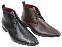 Botines de cuero negro y marrón para hombre, estilo italiano, elegantes, sin cordones.