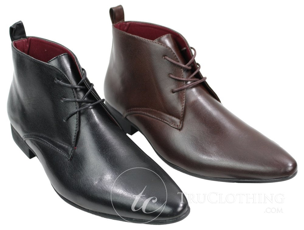 Botines de cuero negro y marrón para hombre, estilo italiano, elegantes, sin cordones.