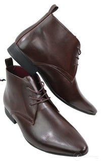 Botines de cuero negro y marrón para hombre, estilo italiano, elegantes, sin cordones.