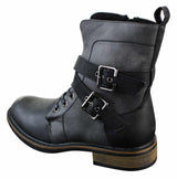 Botines de hombre estilo punk rock gótico emo motero con hebilla de cuero y forro polar.