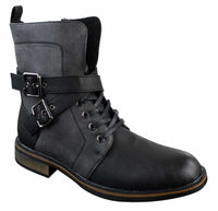 Botines de hombre estilo punk rock gótico emo motero con hebilla de cuero y forro polar.