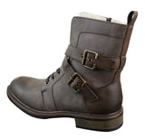 Botines de hombre estilo punk rock gótico emo motero con hebilla de cuero y forro polar.
