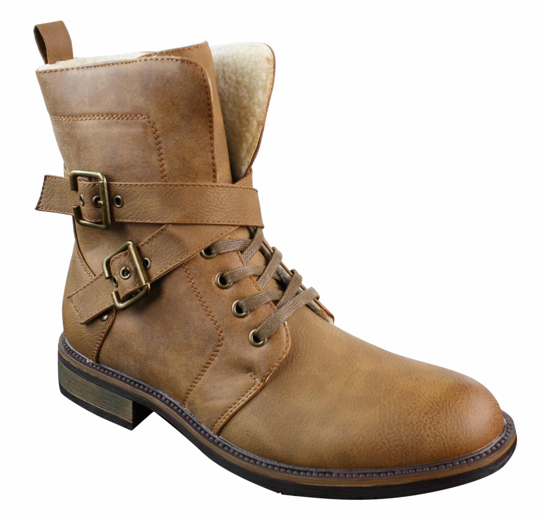 Botines de hombre estilo punk rock gótico emo motero con hebilla de cuero y forro polar.