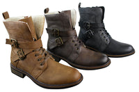 Botines de hombre estilo punk rock gótico emo motero con hebilla de cuero y forro polar.