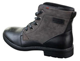 Botas de combate para hombre de cuero sintético y gamuza con cordones hasta el tobillo, estilo vaquero militar motero.