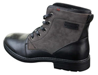 Botas de combate para hombre de cuero sintético y gamuza con cordones hasta el tobillo, estilo vaquero militar motero.