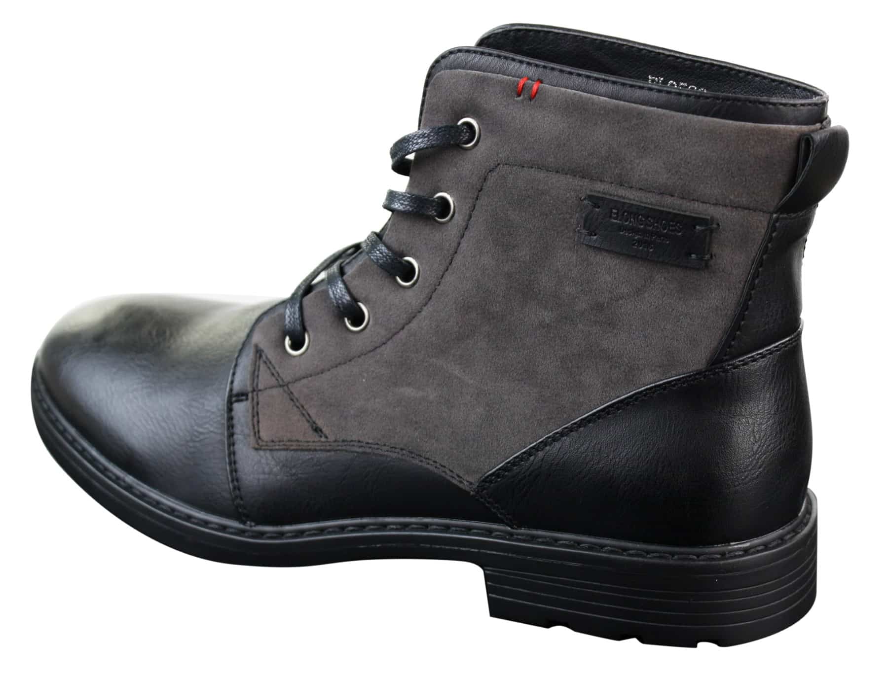 Botas de combate para hombre de cuero sintético y gamuza con cordones hasta el tobillo, estilo vaquero militar motero.