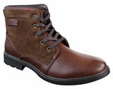 Botas de combate para hombre de cuero sintético y gamuza con cordones hasta el tobillo, estilo vaquero militar motero.
