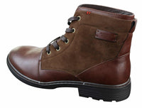 Botas de combate para hombre de cuero sintético y gamuza con cordones hasta el tobillo, estilo vaquero militar motero.