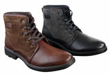Botas de combate para hombre de cuero sintético y gamuza con cordones hasta el tobillo, estilo vaquero militar motero.