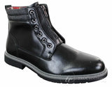 Elong EL0653 - Botines casuales de hombre con cremallera y cordones, estilo punk rock gótico emo, de cuero marrón y negro.