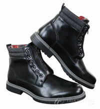 Elong EL0653 - Botines casuales de hombre con cremallera y cordones, estilo punk rock gótico emo, de cuero marrón y negro.