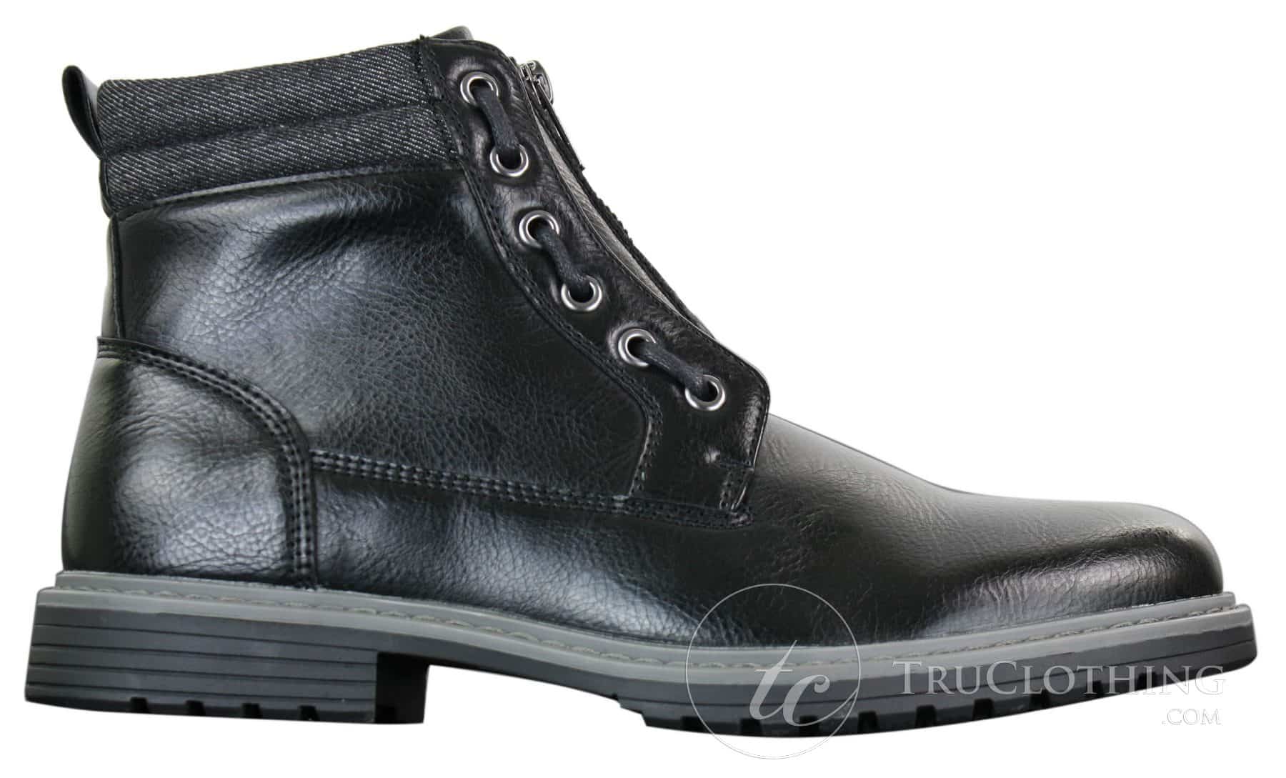 Elong EL0653 - Botines casuales de hombre con cremallera y cordones, estilo punk rock gótico emo, de cuero marrón y negro.