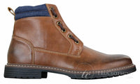 Elong EL0653 - Botines casuales de hombre con cremallera y cordones, estilo punk rock gótico emo, de cuero marrón y negro.