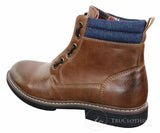 Elong EL0653 - Botines casuales de hombre con cremallera y cordones, estilo punk rock gótico emo, de cuero marrón y negro.