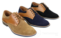 Elong K23 - Zapatos de hombre de ante con cordones, estilo casual elegante, color marrón claro, PU, ajuste cómodo, punta redonda.