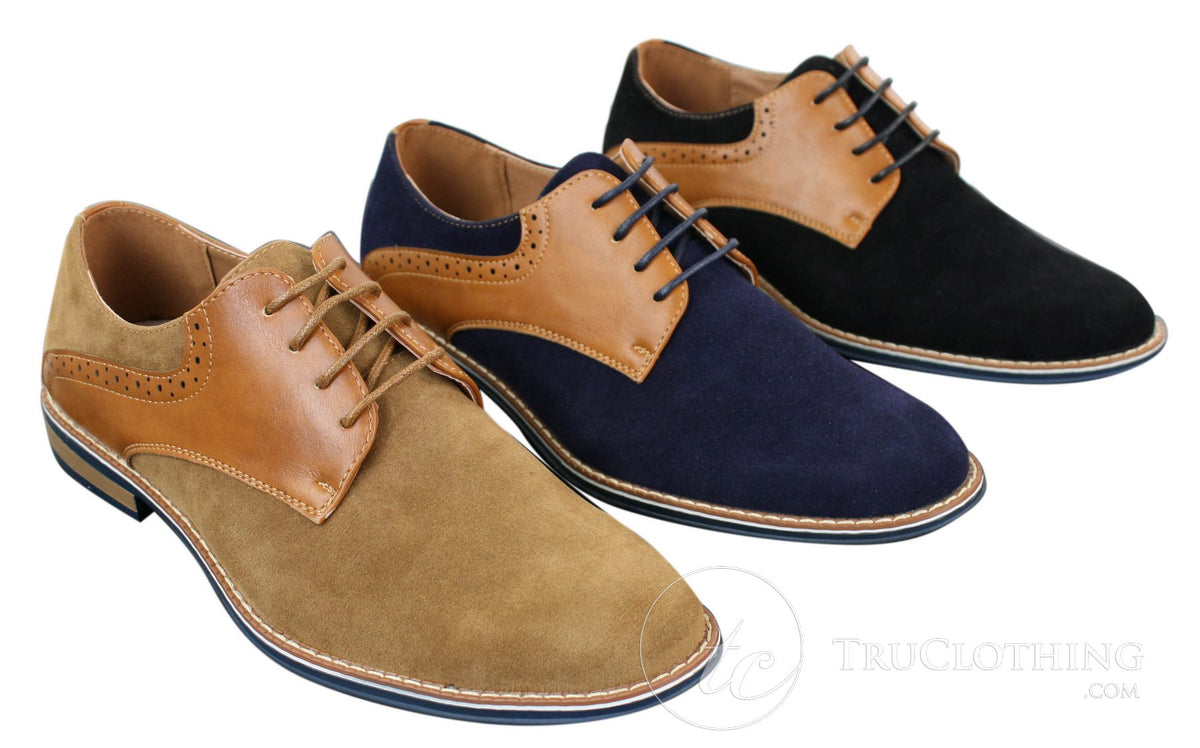 Elong K23 - Zapatos de hombre de ante con cordones, estilo casual elegante, color marrón claro, PU, ajuste cómodo, punta redonda.