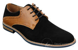 Elong K23 - Zapatos de hombre de ante con cordones, estilo casual elegante, color marrón claro, PU, ajuste cómodo, punta redonda.