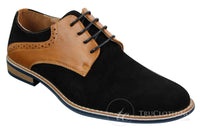Elong K23 - Zapatos de hombre de ante con cordones, estilo casual elegante, color marrón claro, PU, ajuste cómodo, punta redonda.
