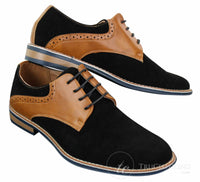 Elong K23 - Zapatos de hombre de ante con cordones, estilo casual elegante, color marrón claro, PU, ajuste cómodo, punta redonda.