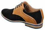 Elong K23 - Zapatos de hombre de ante con cordones, estilo casual elegante, color marrón claro, PU, ajuste cómodo, punta redonda.