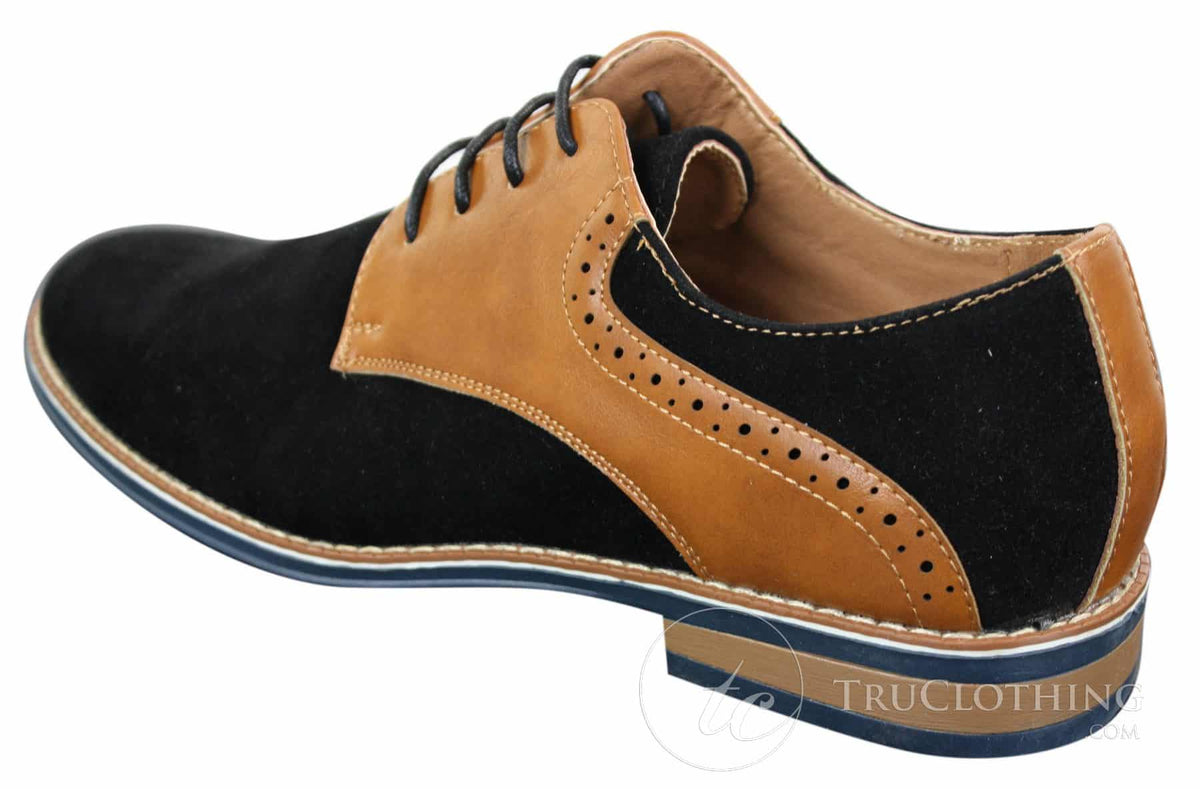 Elong K23 - Zapatos de hombre de ante con cordones, estilo casual elegante, color marrón claro, PU, ajuste cómodo, punta redonda.