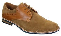 Elong K23 - Zapatos de hombre de ante con cordones, estilo casual elegante, color marrón claro, PU, ajuste cómodo, punta redonda.