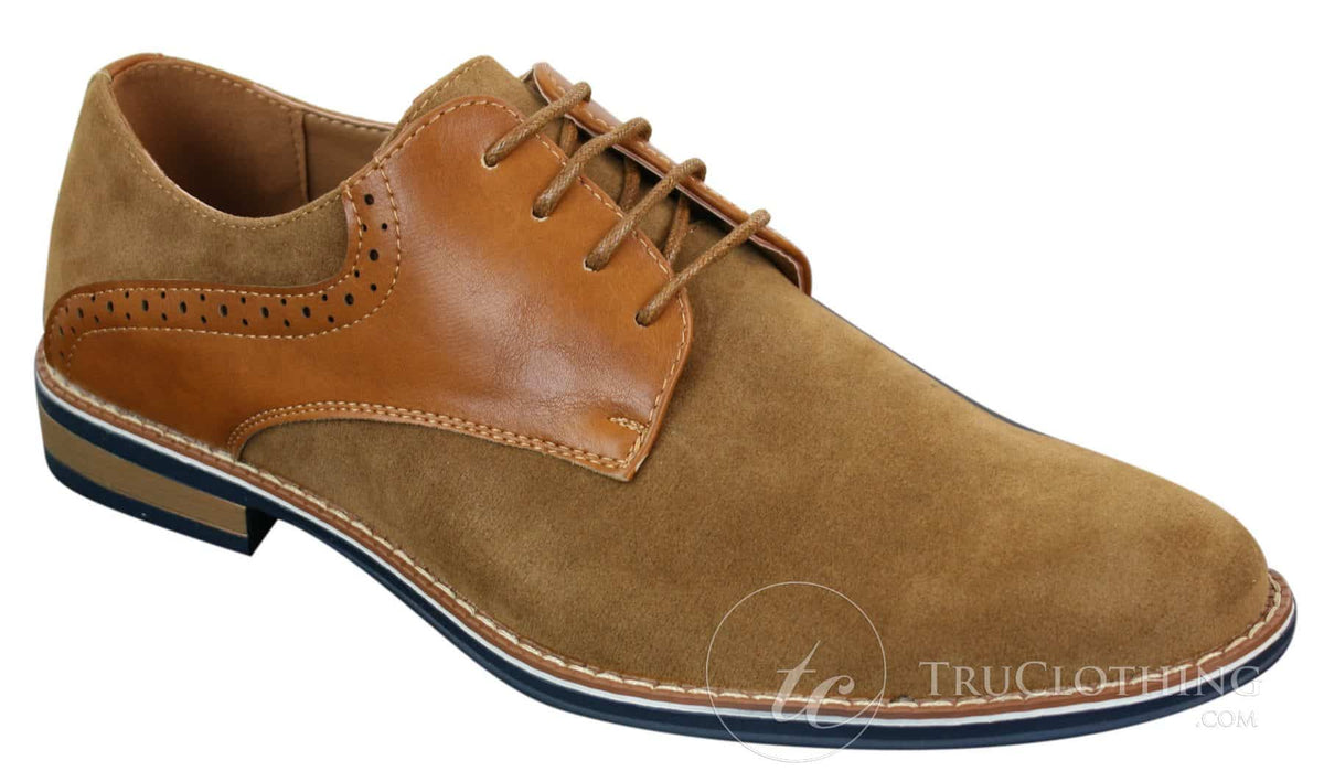 Elong K23 - Zapatos de hombre de ante con cordones, estilo casual elegante, color marrón claro, PU, ajuste cómodo, punta redonda.