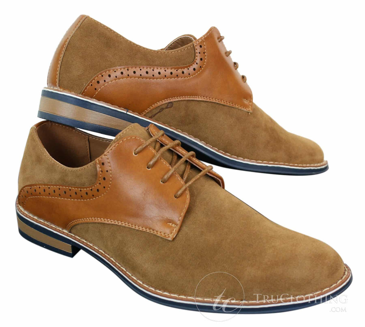 Elong K23 - Zapatos de hombre de ante con cordones, estilo casual elegante, color marrón claro, PU, ajuste cómodo, punta redonda.